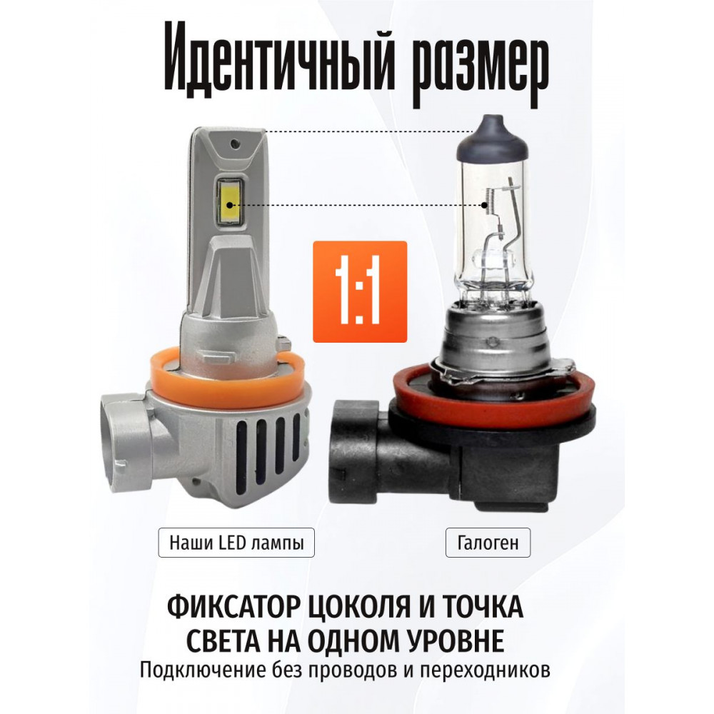 Комплект светодиодных ламп SVS H8/H9/H11 серии ProLight ( 3570CSP/4000Lm/6000K/12V/35W,кулер)