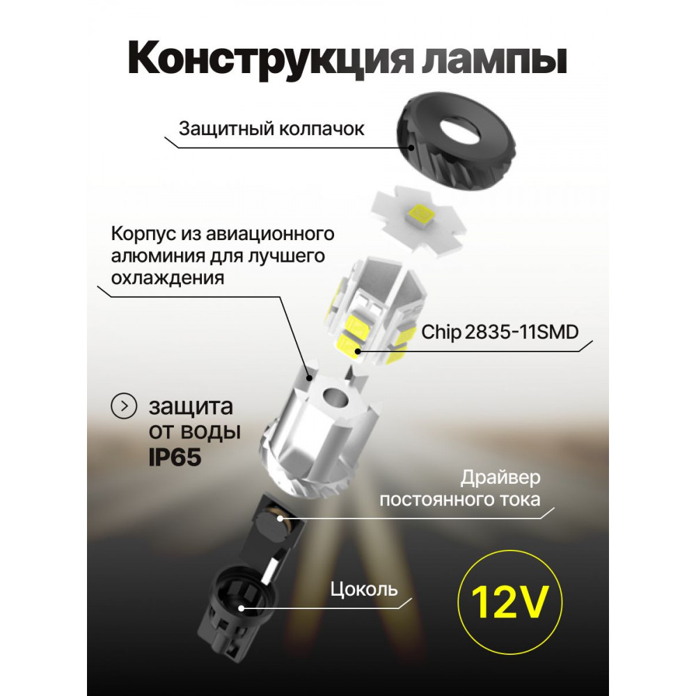 Светодиодные автолампы SVS ActiveLight W16W-T15/12V/9W/6000K/900Lm/Chip 2835-11SMD