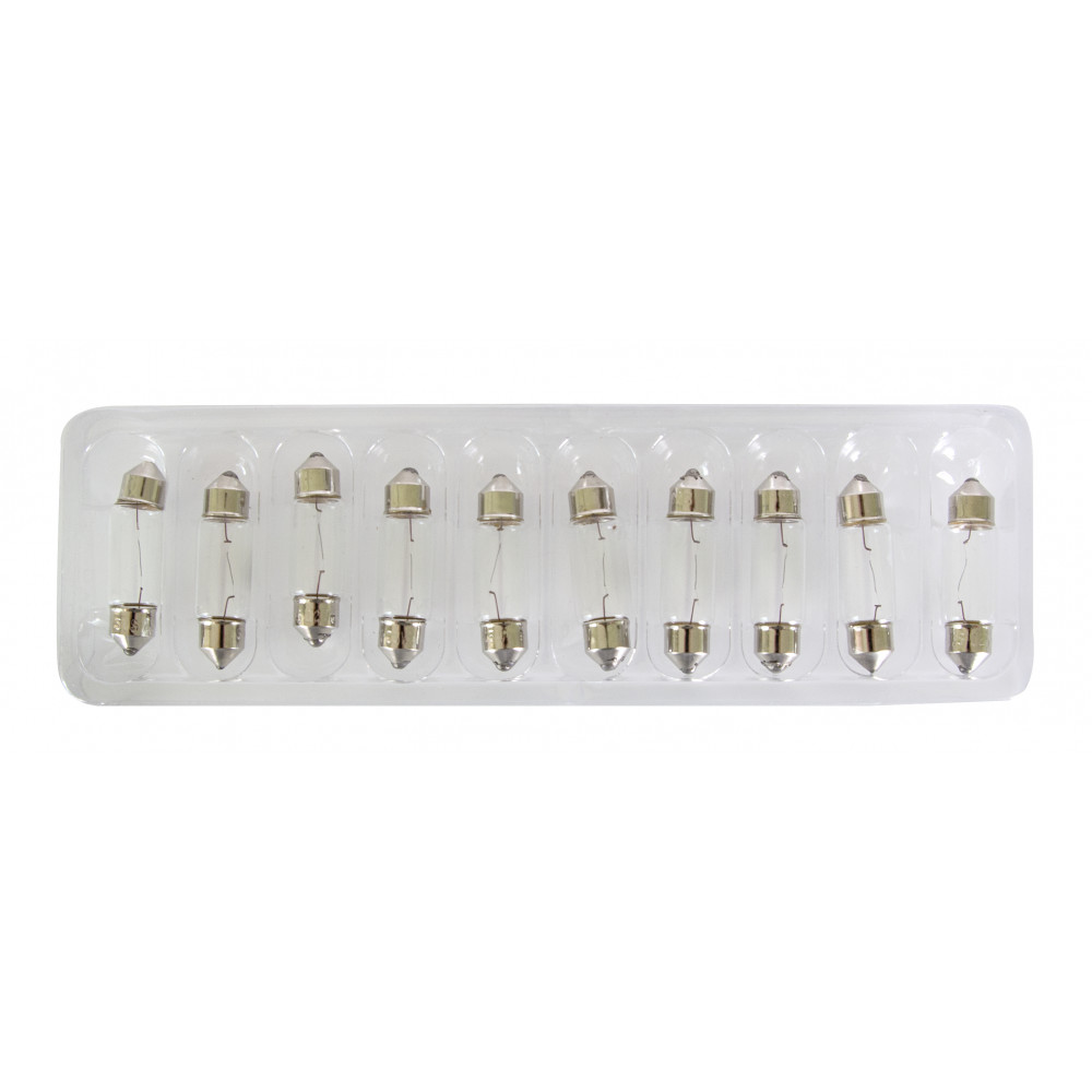 Лампа накаливания SVS 12V С10W T11x44mm SV8,5-8 {упаковка 1/10/1000}