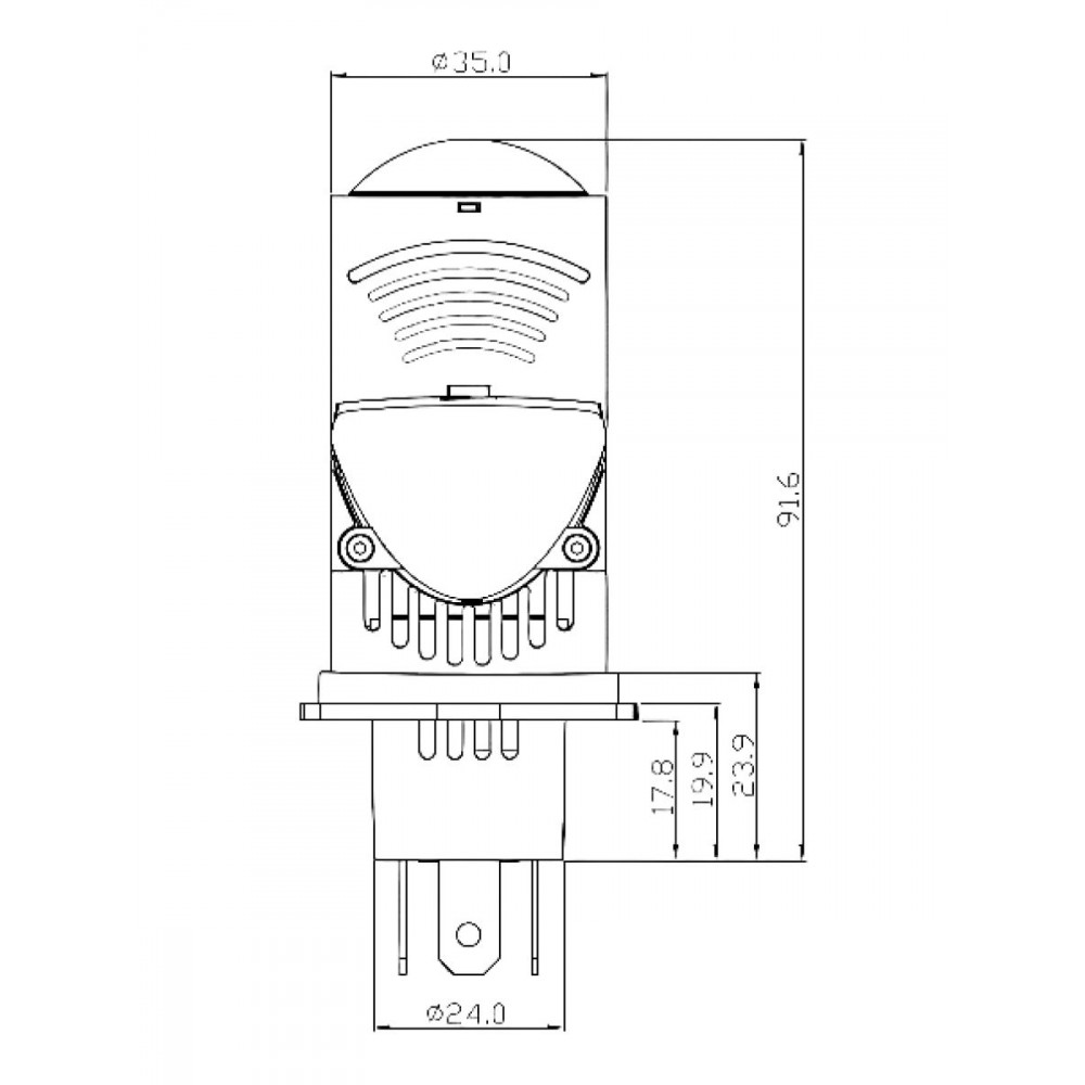 Комплект МИНИ-ЛИНЗ SVS серии A10-PRO  H4/H19 (CHIP3570CSP/3000Lm/6000K/12V/35-50W. кулер)