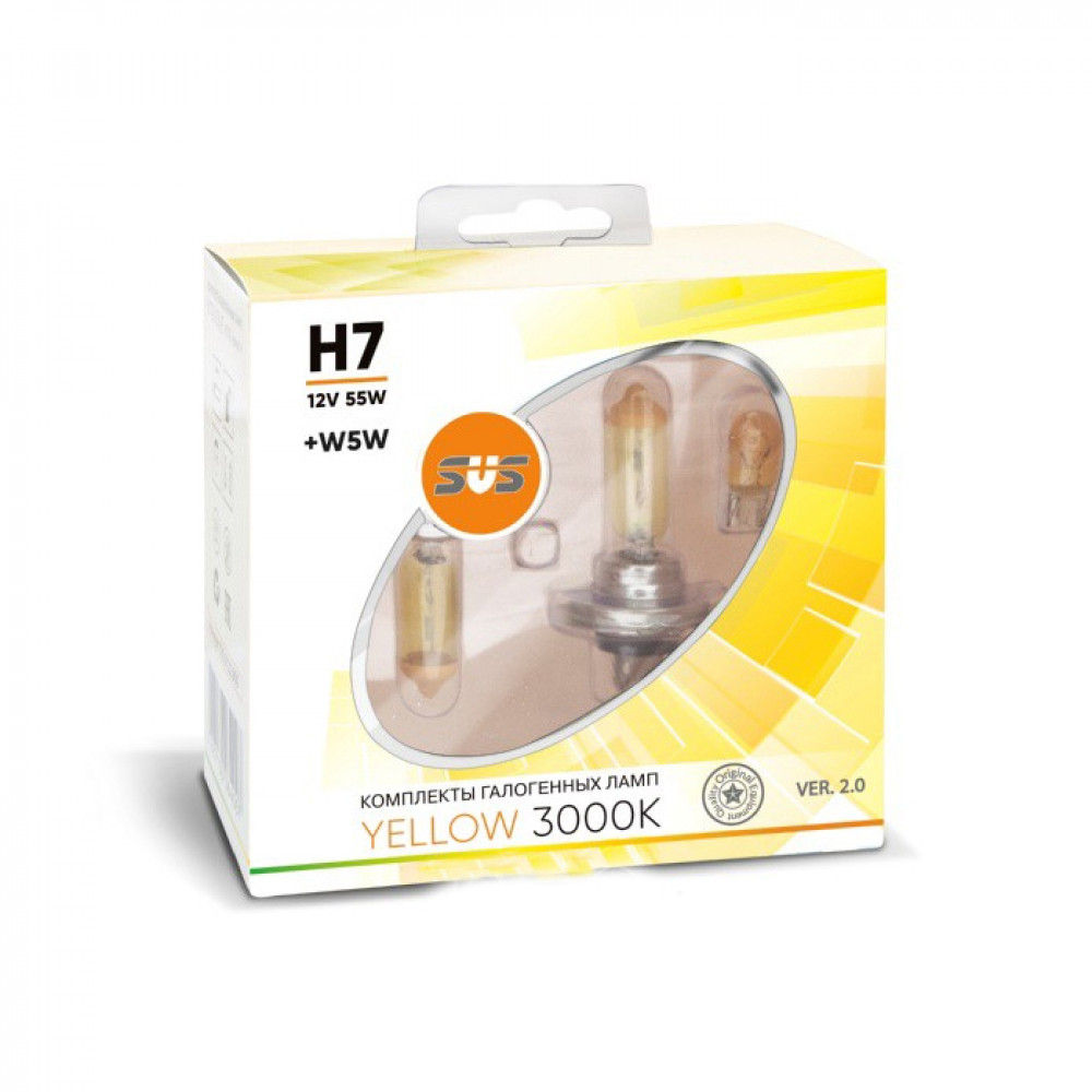 Галогенные лампы серия Yellow 3000K 12V H7 55W+W5W, комплект 2шт. Ver.2.0 {упаковка 1/6/60}*
