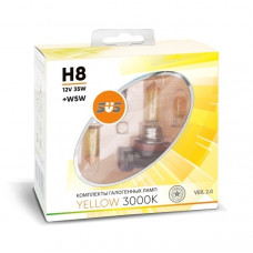 Галогенные лампы серия Yellow 3000K 12V H8 35W+W5W, комплект 2шт. Ver.2.0 {упаковка 1/6/60}*