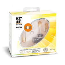 Галогенные лампы серия Yellow 3000K 12V H27/881 27W+W5W, комплект 2шт. Ver.2.0 {упаковка 1/6/