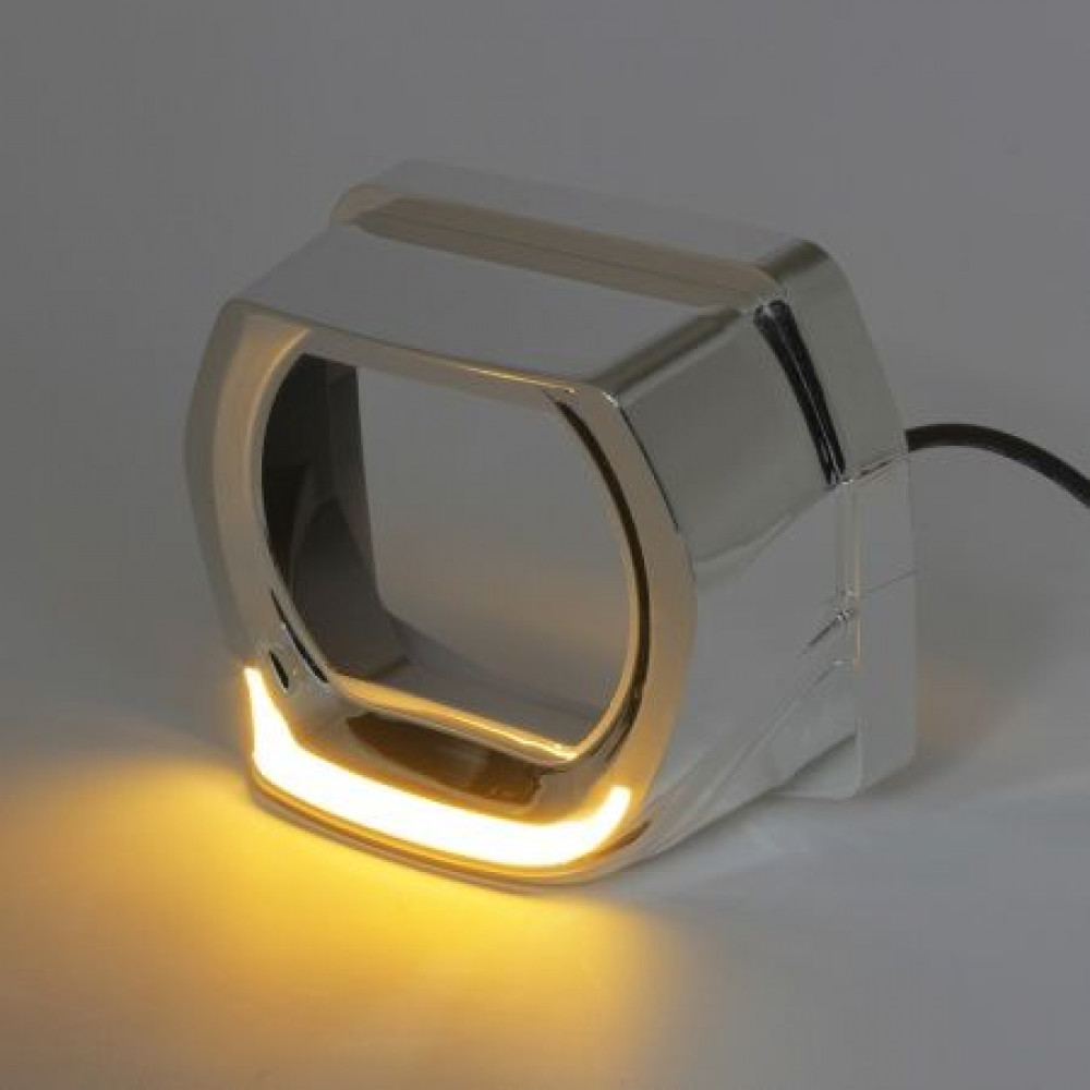 Маски MTF Light G-STYLE для Bi-LED линз с подветкой белой/желтой 3" скос, хром. 2шт.