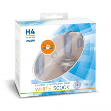 Галогенные лампы серия White 5000K 12V H4 60/55W+W5W, комплект 2шт. Ver.2.0 {упаковка 1/6/60}*