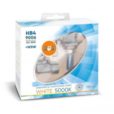 Галогенные лампы серия White 5000K 12V HB4/9006 55W+W5W, комплект 2шт. Ver.2.0*