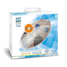 Галогенные лампы серия White 5000K 12V H27/880 27W+W5W, комплект 2шт. Ver.2.0 {упаковка 1/6/60