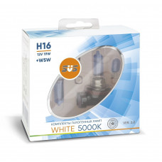Галогенные лампы серия White 5000K 12V H16 19W+W5W, комплект 2шт. Ver.2.0 {упаковка 1/6/60}